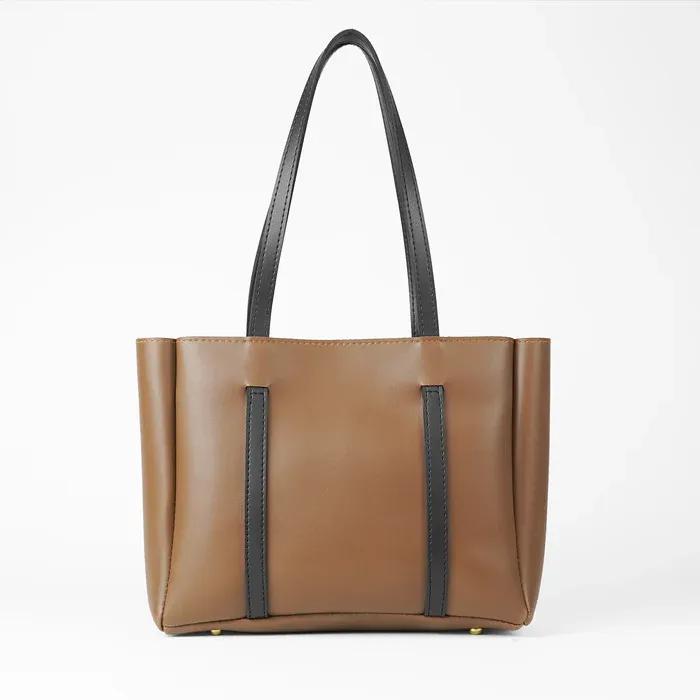 Girl's PU Leather Plain Tote Bag