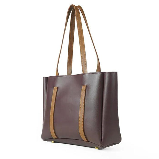 Girl's PU Leather Plain Tote Bag