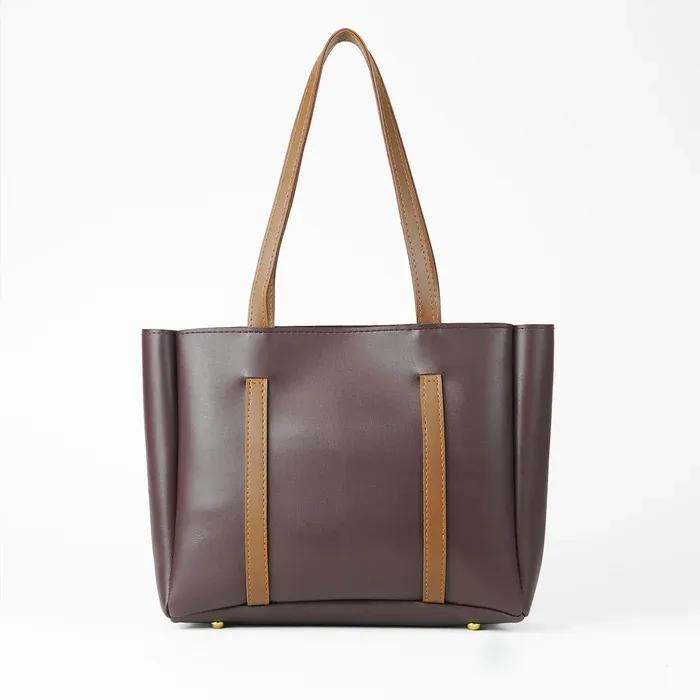 Girl's PU Leather Plain Tote Bag