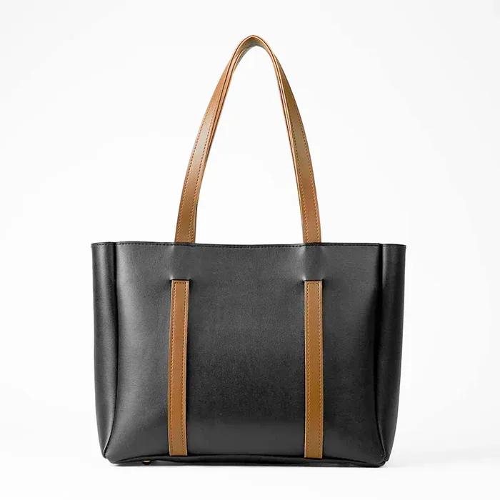 Girl's PU Leather Plain Tote Bag