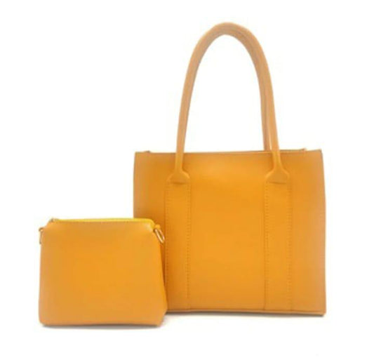 Women's PU Leather Plain Hand Bag Set