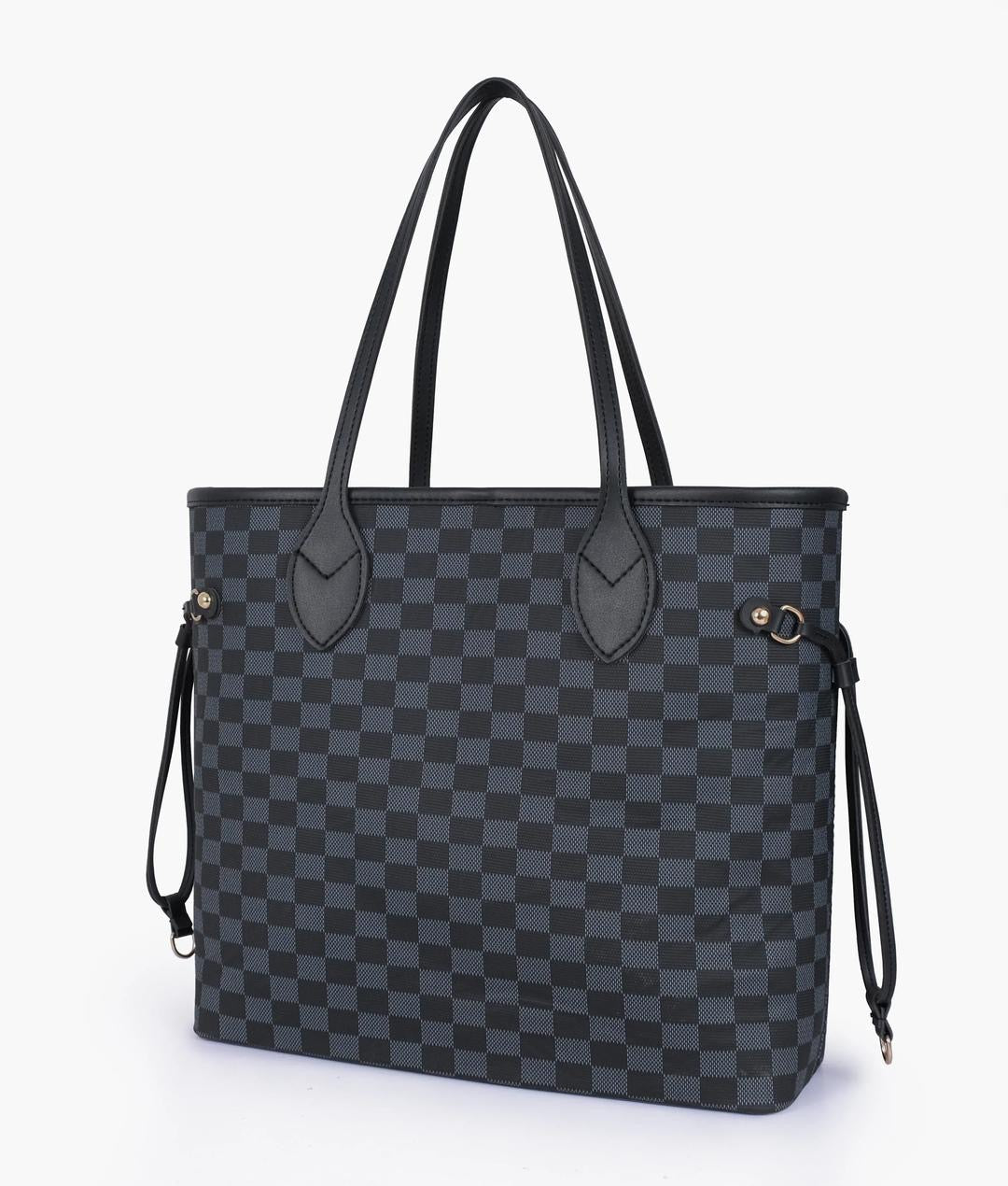 Black Checkered Neverfull Tote Bag