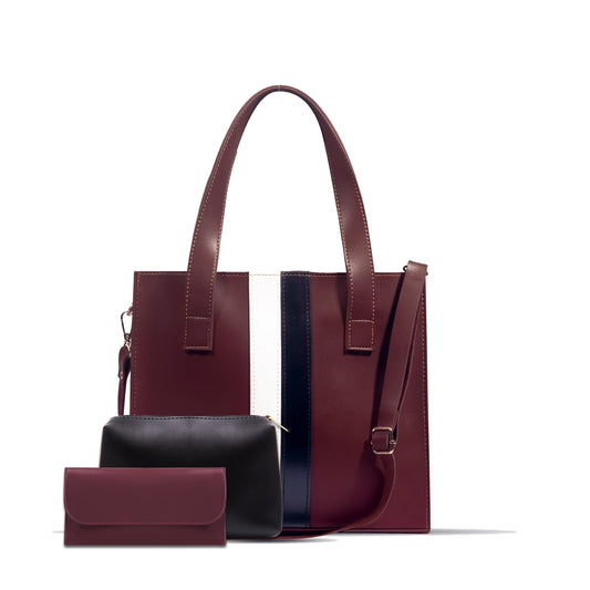 BLEND 3 PCS T-MAROON HAND BAG