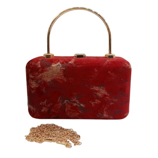 Velvet Wood Box Clutch