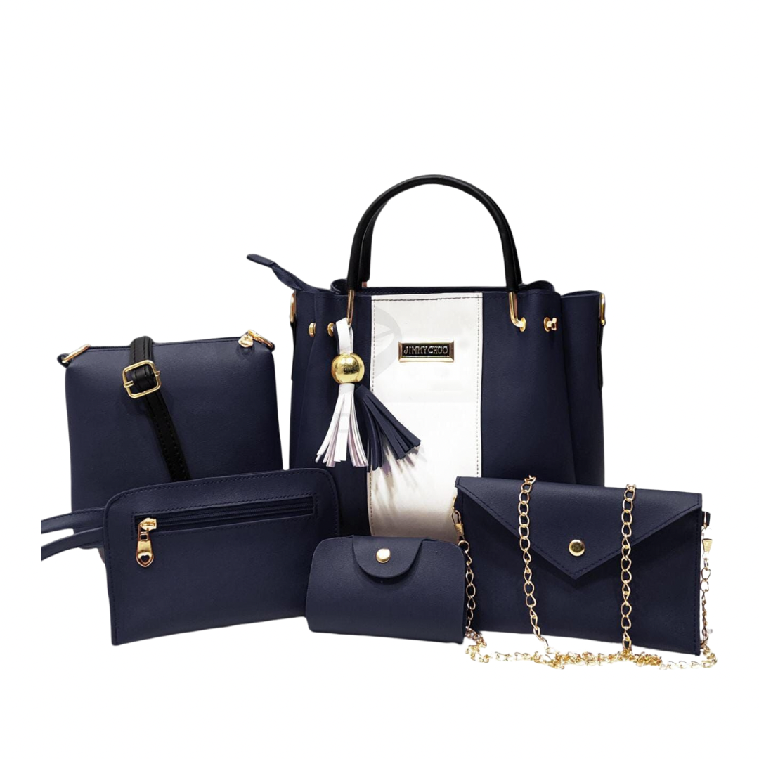 5 PCS jimmy choo Bag Set- navy blue